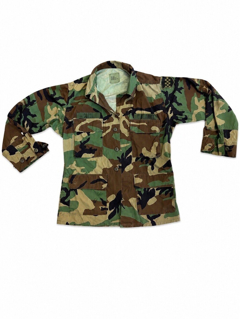 U.S. Army Woodland Camo BDU Combat Shirt Small Short Military Jacket SS